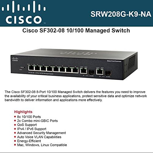 Cisco SF302-08 Ethernet Switch (SRW208G-K9-NA) -
