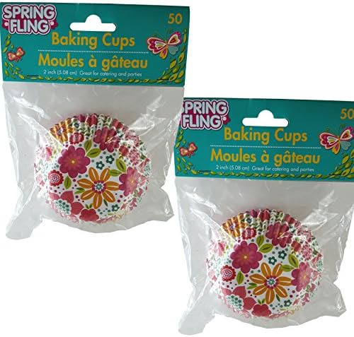 Spring Fling! Festive Cupcake Baking Cups ~ 100 Count (Big Flower Arrangement)