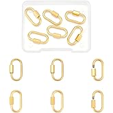 UNICRAFTALE 6pcs 2 Styles Golden Stainless Steel Oval Screw Carabiner Lock Screw Lock Clip Clasps Lock Key Carabiner Clasp Metal Keychain Clip Hook Quick Link for Jewelry Making Handbag 21~22mm