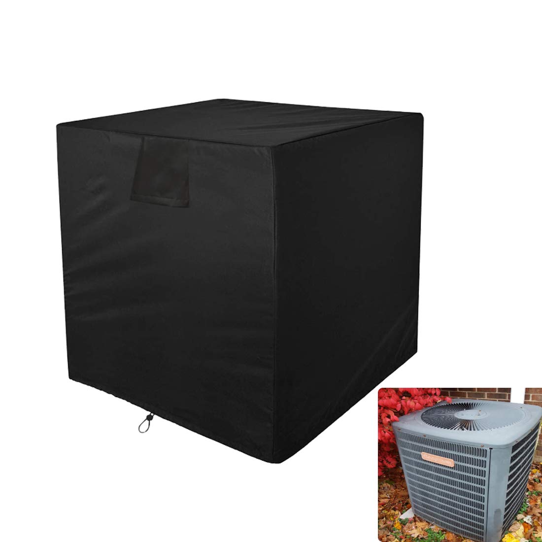J&C Air Conditioner Cover Outdoor Black Universal Veranda Winter AC Unit Protection Cover Dust-Proof Full Protection for Outside Square Furniture Central Air Conditioner