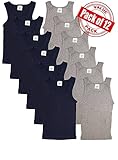 Andrew Scott Basics Boys 12 Pack Color A - Shirt Tank Top Undershirts (XS / 4-5, 12 Pack- Navy & Heather Gray)