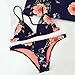 Gotd Women Flower Push-up Padded Bra Bikini Set Swimwear Swimsuit Beachwear (M, Blue)