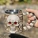 Viking Horn Drinking Cup Skull Coffee Cup Halloween Beer Mug for Men, Stainless Steel Mug Novelty Bar Coffee Cup Collection for Nordic Home Decor