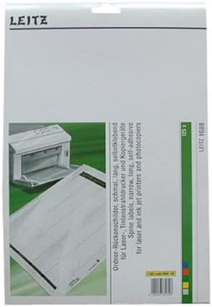 Esselte Leitz 16880015 Spine Label Self-Adhesive PC Paper Long Narrow Pack of 125 Yellow