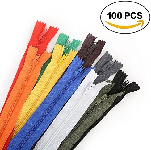 9 Inch Nylon Coil Zippers Bulk Tailor Tools for Sewing Crafts Assorted Colors 100 Pcs