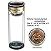 SELEWARE Ultra Clear Strong Double Wall Borosilicate Glass Tea Tumbler, Insulated Water Bottle, Leak Proof Coffee Travel Mug Cup with Stainless Steel Strainer, BPA Free, Gift For Tea Lovers, 19oz