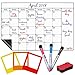 Smart Magnetic Dry Erase Calendar - Refrigerator Whiteboard Monthly Planner Will Organize Your Life to a Tee – 17” x 11” Board for Fridge, Eraser, 3 Markers – Bonus 3 Magnetic Photo Frames – by RBSD