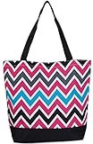 Ever Moda Multicolor Black Chevron Tote Bag, Large 17-inch