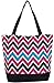 Ever Moda Multicolor Black Chevron Tote Bag, Large 17-inch