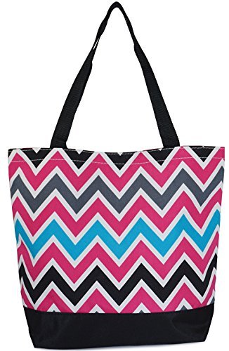 Ever Moda Multicolor Black Chevron Tote Bag, Large 17-inch