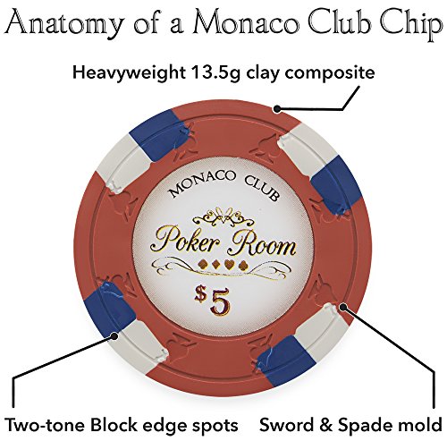 Monaco Club 13.5gm 1000 Chip Clay Poker Set with Aluminum Case - Choose Chips!
