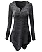 WayToIan Women Handkerchief Hem Long Sleeve Tunic Top (XL, STT170327-black)