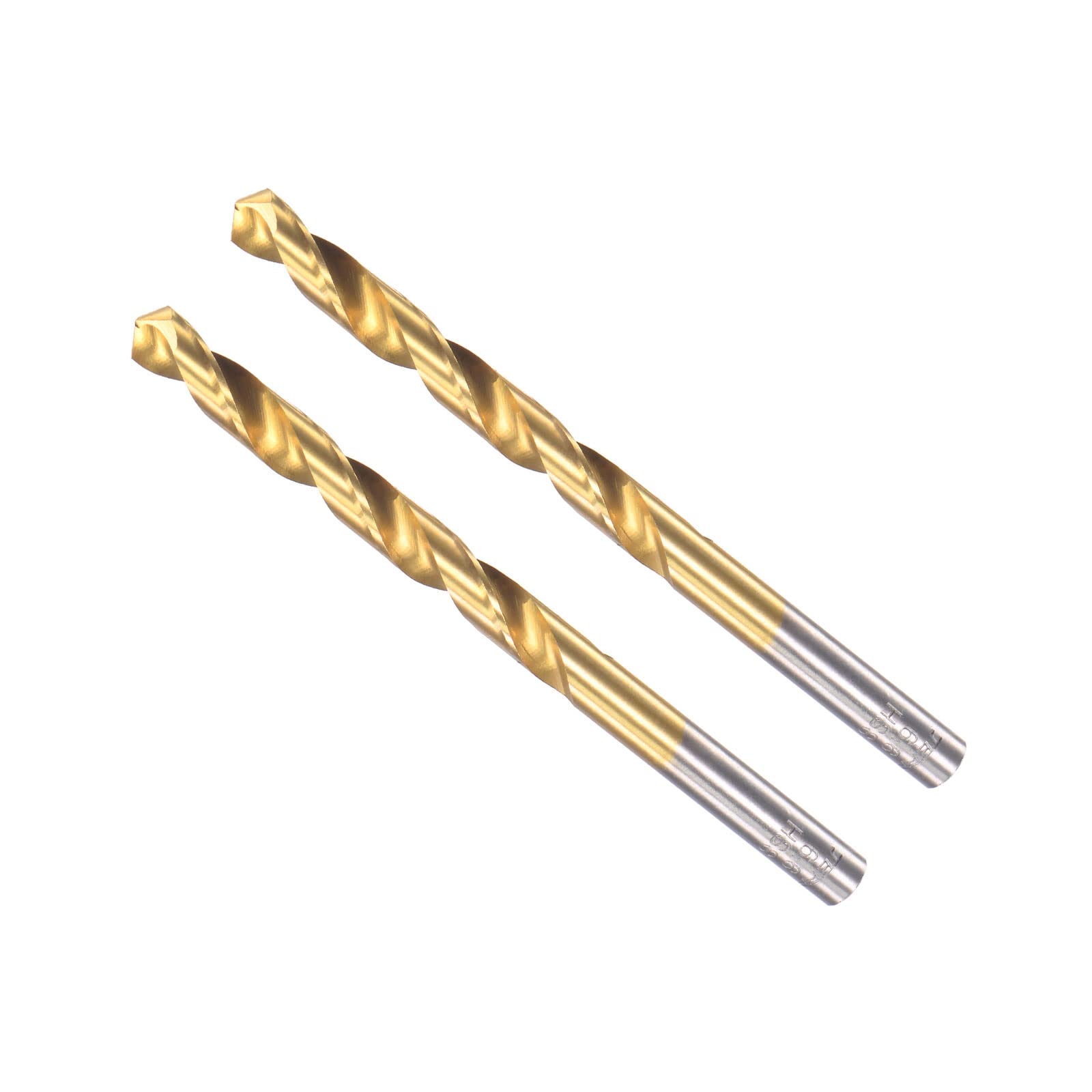 CoCud Twist Drill Bits, 6.6mm Drilling Diameter, Titanium Coated High Speed Steel 6542 Straight Round Shank - (Applications: for Stainless Steel Alloy Metal), 2-Pieces