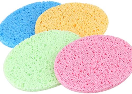 12Pcs Pulp Cotton Face Washing Puff, Natural Skin Care Facial Cleansing Pad Cellulose Sponge