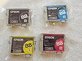 Genuine Epson 88 Ink Cartridges 4 pack in Original Bulk Packaging for Epson Stylus CX4400 CX4450 CX7400 NX11 NX100 NX105 NX110 NX115 NX200 NX215 NX300 NX305 NX400 NX410 NX415 Printer