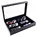 Caddy Bay Collection Large Sunglasses Case Display Storage Box with Glass Top Holds 6 Pairs