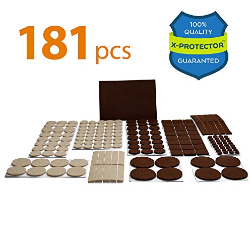 X-PROTECTOR Premium ULTRA LARGE PACK Felt Furniture Pads 181 piece! Felt Pads ALL SIZES Furniture Feet – Your Best Wood Floor Protectors. Protect Your Hardwood Flooring with 100% Satisfaction!