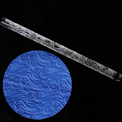 Textured Rolling Pin, Acrylic Rolling Pins Non-Stick Sugar-craft Cake Decoration Colorful Fondant Pasta Roller Embossed Patterned Mold DIY Lightweight Rolling Pin Kitchen Accessories(style B)