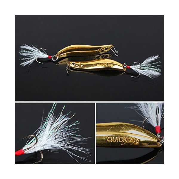YONGZHI-Metal-Gold-Casting-Fishing-Spoons-Lure-Hard-Treble-Hook-BaitPack-of-4