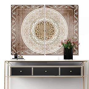 2 Piece Canvas Wall Art Vintage Pattern Pictures Home Wall Decorations for Bedroom Living Room Paintings Canvas Prints Framed - 16"x24" x 2 Panels