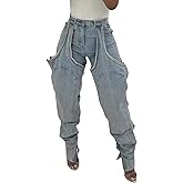 YOOTIKO Women Baggy Jeans Y2k High Waisted Wide Leg Boyfriend Patchwork Ripped Jeans Streetwear