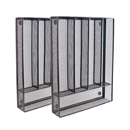 SZAT PRO 2 Pack Mesh Silverware Cutlery Tray Drawer Organization Kitchen Storage Flatware Utensil Organizer for Knives Spoons Forks (Black, 12.5