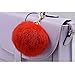 Cy3Lf Gold Plated Keychain Cute Genuine Rabbit Fur Ball Pom Pom Keychain for Car Key Ring Handbag Tote Bag Pendant Charm RED