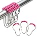 Amazer Shower Curtain Hooks, Decorative Shower Curtain Hooks Stainless Steel Shower Curtain Hooks and Shower Hooks for Bathroom Shower Rods Curtains-Set of 12, Magenta