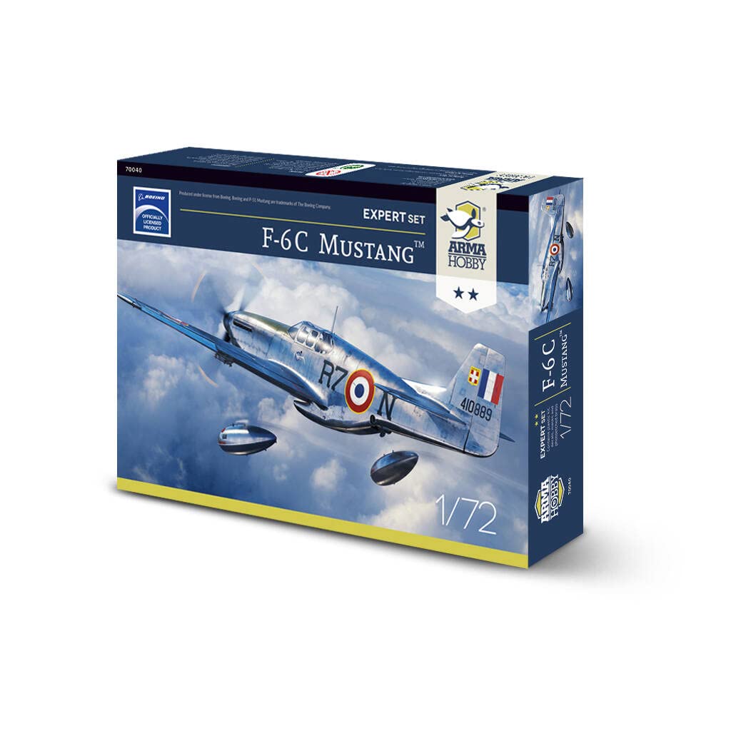 Arma Hobby Plastic Model kit F-6C Mustang Expert Set (70040) in 1/72 Scale
