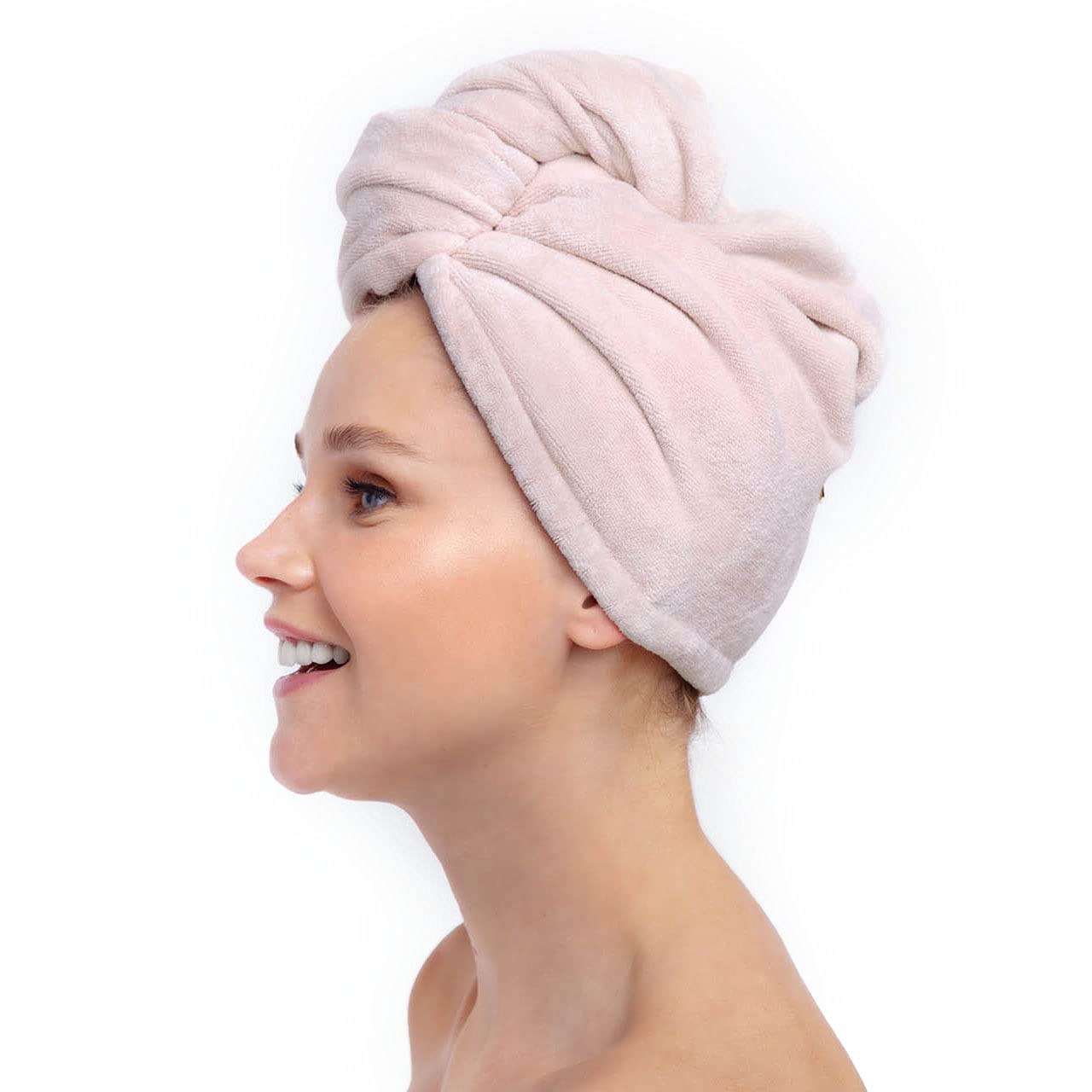 Kitsch Microfiber Hair Towel Wrap for Women, Hair Turban for Drying Wet Hair, Easy Twist Hair Towels (Blush)