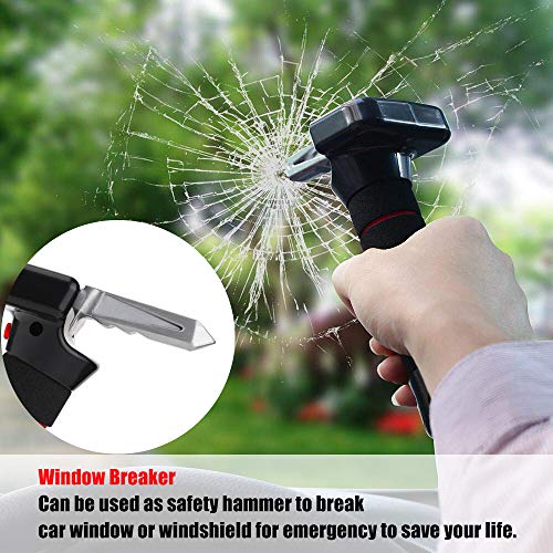 BREADEEP Car Assist Handle Cane, All-in-1 Grab Bar with Portable Safety Hammer, Built in LED Flashlight, Window Breaker and Seatbelt Cutter - Auto Standing Aid & Emergency Escape Tools