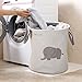 Storage Baskets, Junnom Collapsible & Convenient Laundry Bin/Laundry Basket/Laundry Hamper/Storage Solution for Office, Bedroom, Clothes, Toys - Super Cute Gray Elephant
