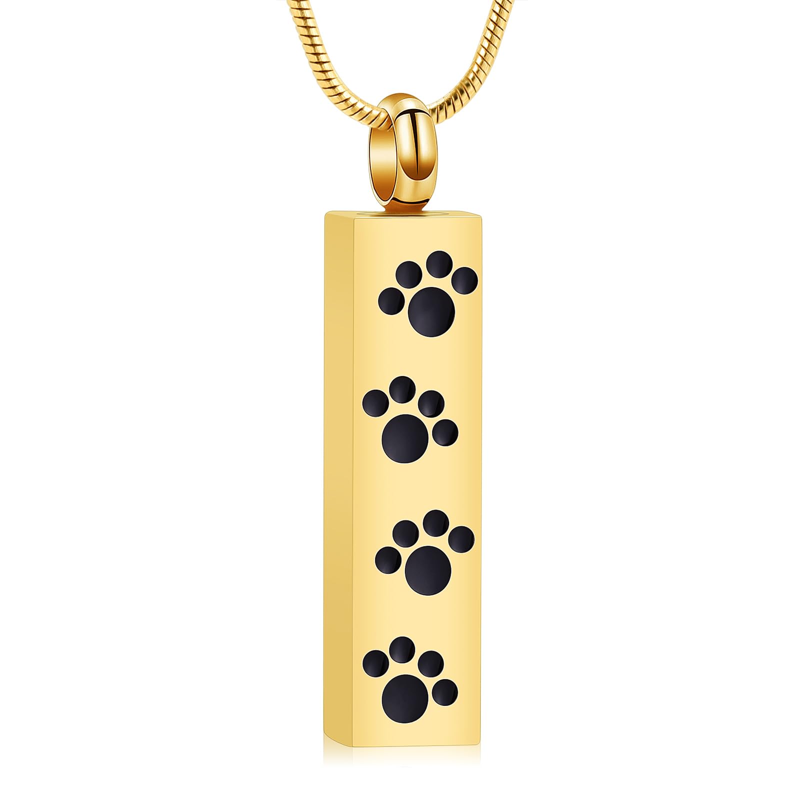QGJNSGC Paw Print Urn Necklace for Ashes Pet Ashes Necklace Cremation Jewelry Memorial Pendant for Dog Cat Ashes Keepsake Locket Jewellery for Men for Women (Gold)