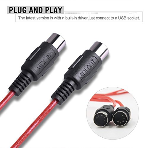 USB MIDI Cable Interface Midi to USB IN-OUT Cable Converter for Mac PC Laptop to Music Piano Keyboard 6.5Ft
