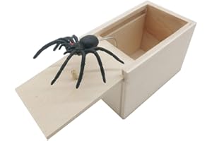 dé Spider Prank Scare Box，Wooden Surprise Box，Handmade Fun Practical Surprise Joke Boxes,Gags & Practical Joke Toys Halloween