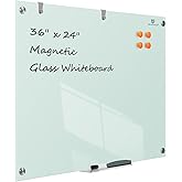TSJ OFFICE White Board for Wall - 36" x 24" White Glass Board 3 X 2 FT | Wall Mounted Magnetic Whiteboard, Frameless Large Dry Erase Board for Office, Home &amp; School Supplies