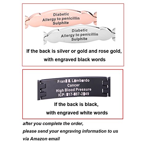 LinnaLove Free Engraving Black Carbon Fiber Medical Alert Bracelets for Men ＆ Women(6.25)　並行輸入 LinnaLove Heart Medical alert bracelet for Women UK | Ubuy