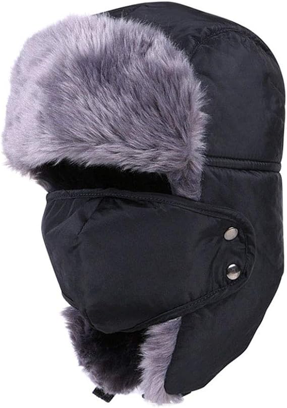 Winter Hat Bomber Hats for Men Women Thicken Balaclava Cotton Fur