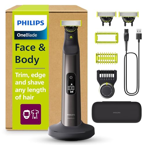 Philips OneBlade Pro 360 Autentico Regolabarba elettrico per viso e corpo, rasoio e depilatore, 3x 360 lame, 1x pettine da 20, 1x kit corpo, 1x supporto di ricarica, 1x custodia da viaggio, QP6652/35