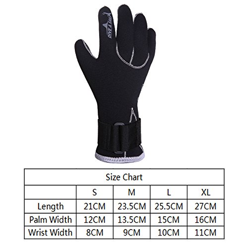 Diving Gloves, Wetsuits Neoprene Five Finger Gloves, 3MM Anti Slip Flexible Thermal Material for Snorkeling Swimming Surfing Sailing Kayaking Diving (S) - Thumbnail 3