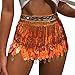 MUNAFIE Women's Belly Dance Hip Scarf Performance Outfits Skirt Festival Clothing Orange