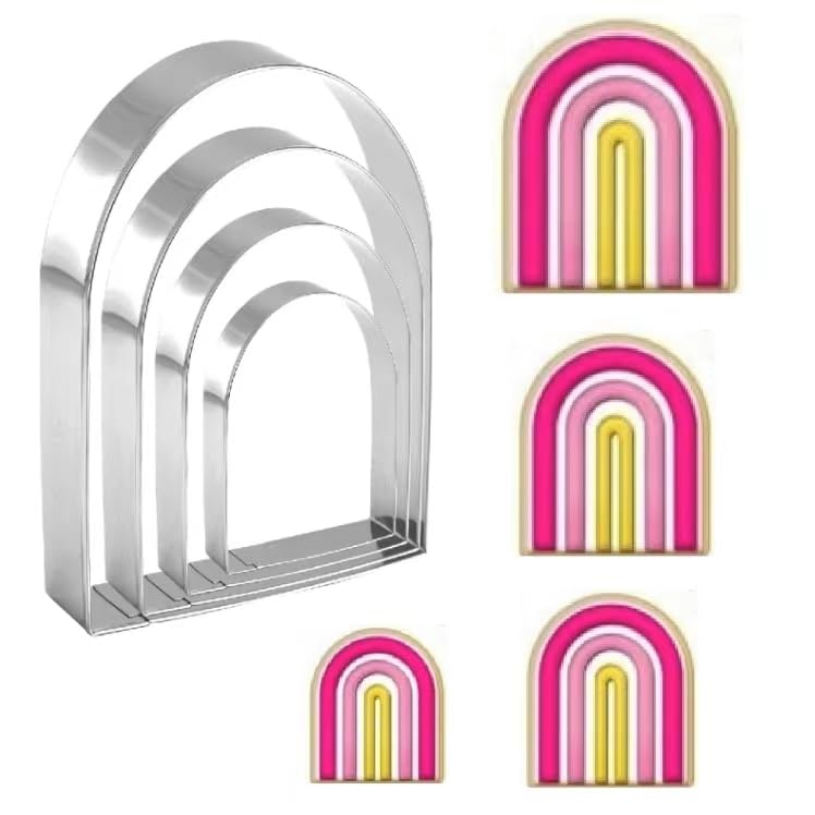 Photo 1 of Arched Cookie Cutter Set ANCKNE 4 piece geometric cookie cutter molds - Stainless steel from 2 to 5 inches, Cake Cutters for Kitchen Baking