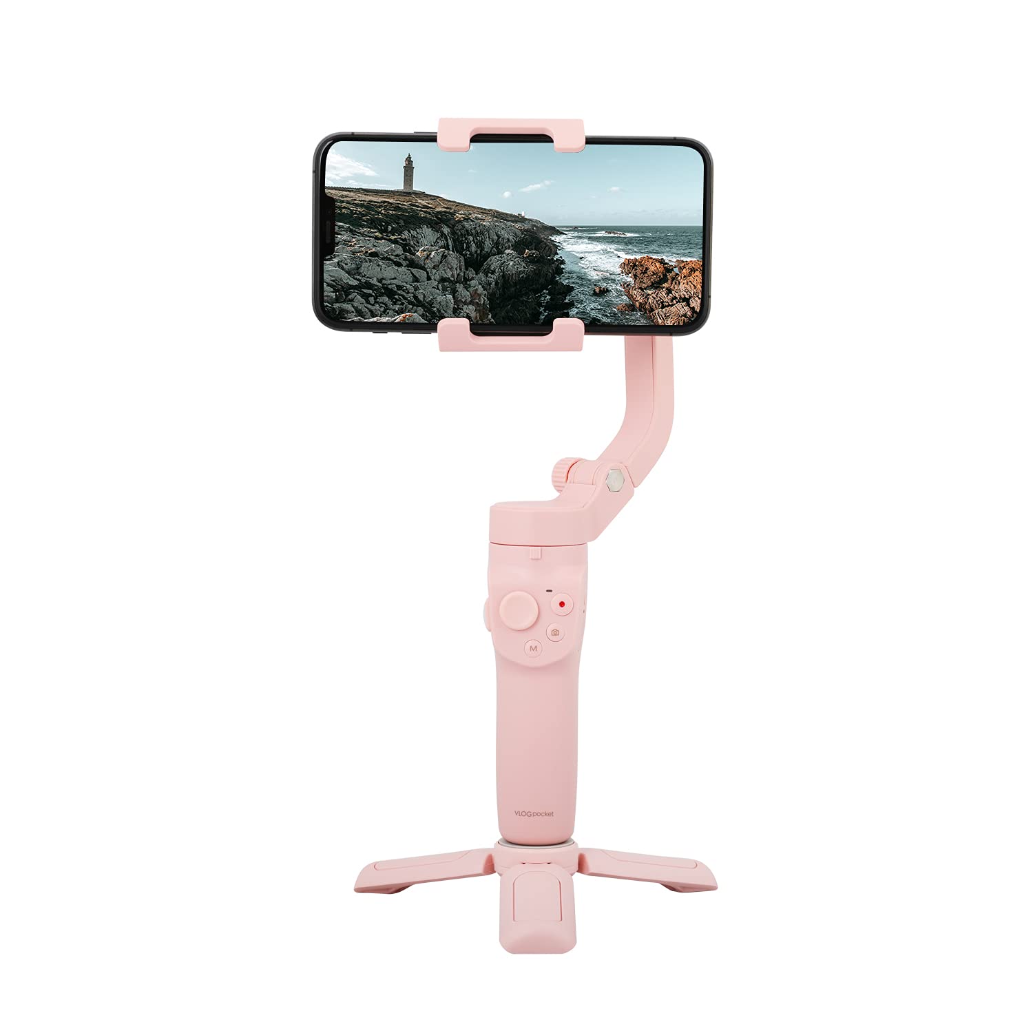 FeiyuTech UK official VLOG POCKET-2 Gimbal 3-Axis Stabilizer For iPhone 12 13 Pro X and Android SmartPhone, Foldable, For Filming Travel Vlog Youtube Video, Pink