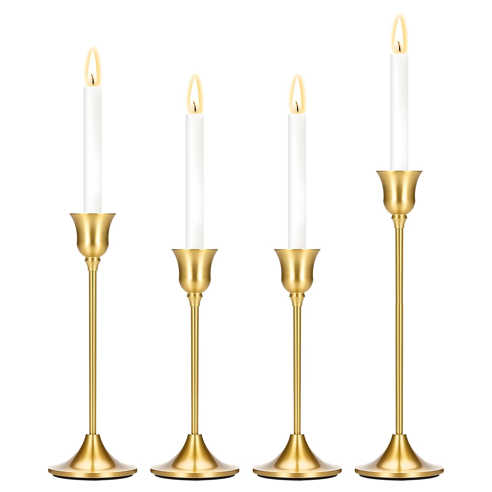 Photo 1 of 4PCS Candle Holder, Taper Candle Stick Holder - Gold Candle Holders, Holders Vintage Decor Dinner Table Dining Room Centerpieces Decorations for Wedding Fireplace Mantel.(Candles are not Included)