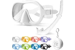 KLERICER NARUTOO Snorkel Set Adults, Fashionable Macaron Colors Frameless Snorkeling Mask, Ultra Wide View Anti-Fog Snorkel Mask Set, Portable Professional Diving Snorkeling Set