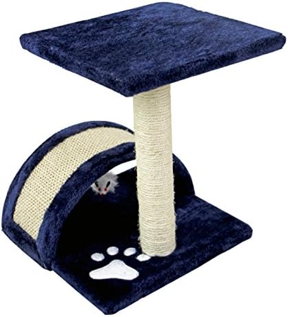Hiding Cat Tree Sisal Scratching Post Furniture Playhouse Pet Bed Kitten Toy Cat Tower Condo for Kittens, Small, Navy Blue