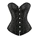 Women's Vintage Palace Jacquard Strapless Overbust Corset Bustier Bodyshaper Large Black