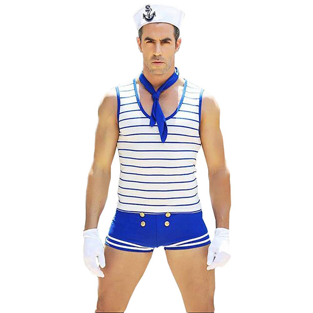 VENI MASEE Men Sailor Seaman Party Costume Cosplay Role Play Outfit Lingerie(Pack of 1 Set)
