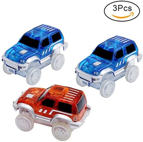 HOERIE Car Track Replacement Toy Car (3-Pack) Glow in the Dark Racing Track Accessories Compatible with Most Tracks,Boys and Girls