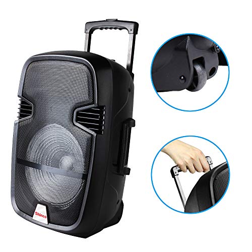 Shinco Portable PA Speaker Bluetooth Sound System 12-inch Woofer Battery Powered Loudspeaker with DJ Light, Microphone